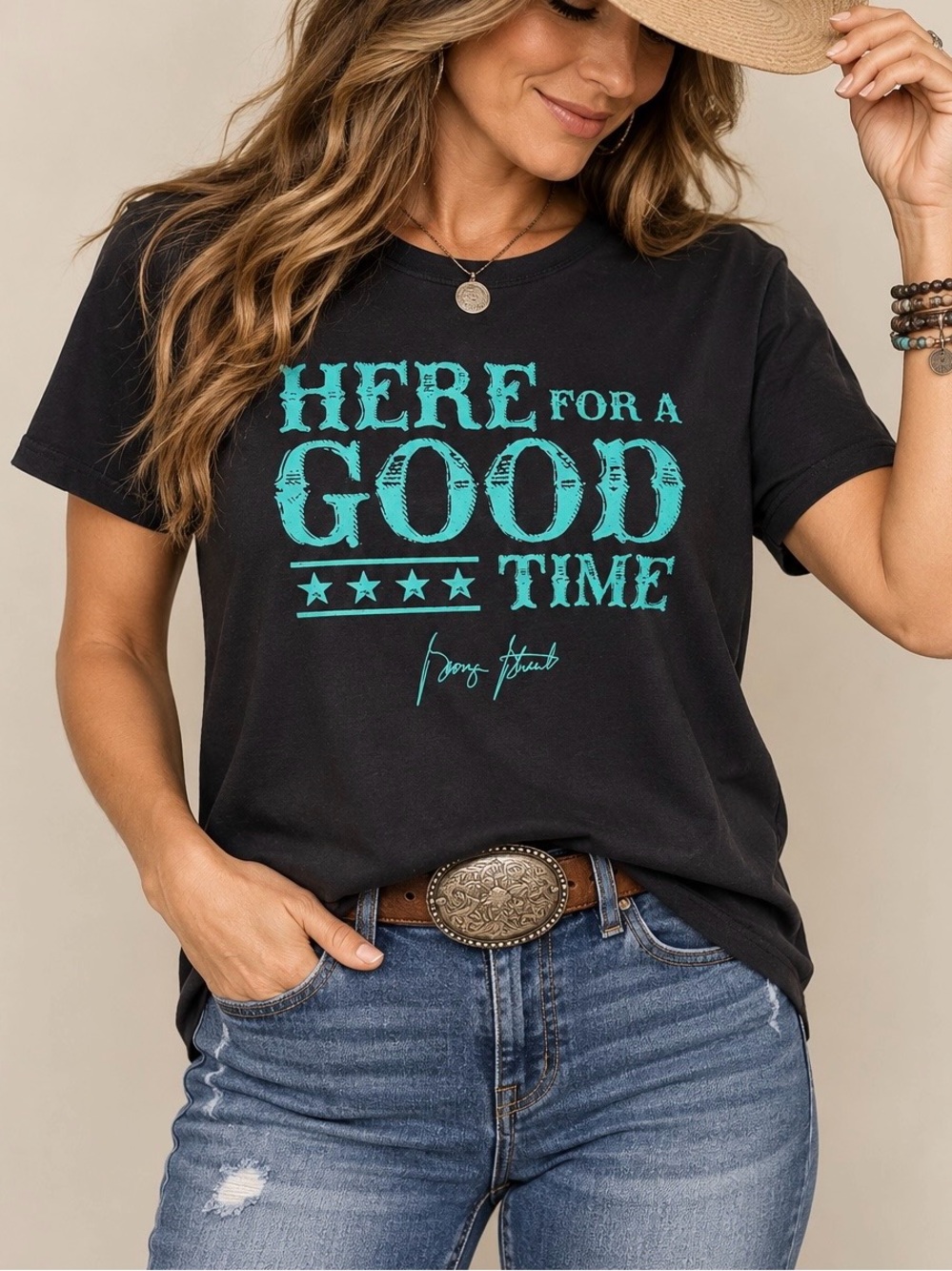 George Strait Here For A Good Time Tee Women's XL Anvil Tag Cotton